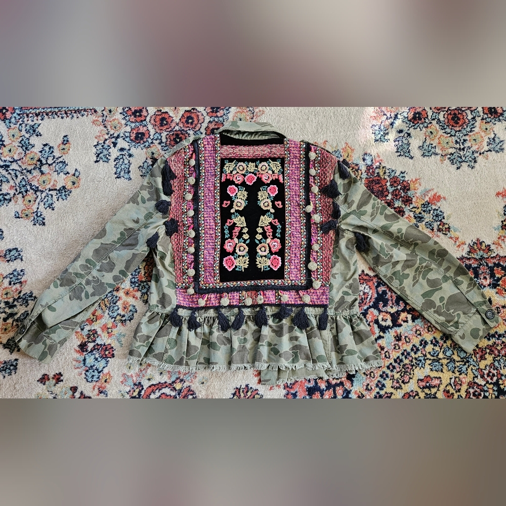 Zara x Coffeeshop Cammo Embroidered PomPom Jacket